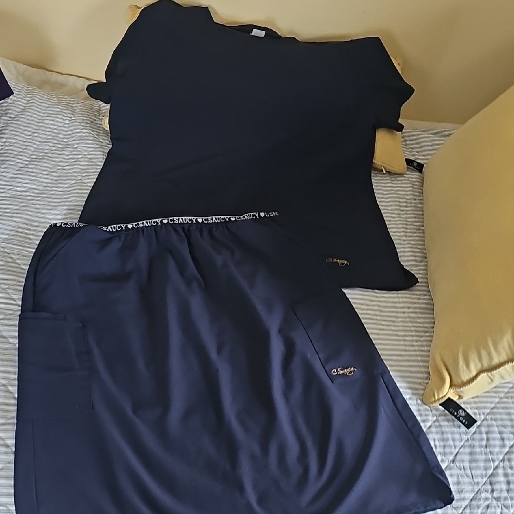 C Saucy Scrub Skirt Set, Navy Blue Size Large